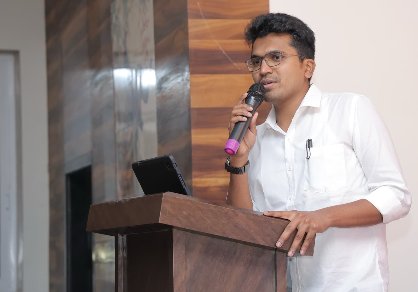 Yatin Parmar addressing a training session